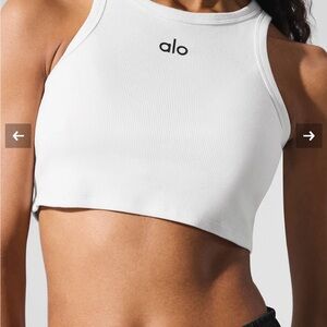 ALO Yoga White Ribbed Aspire Tank MEDIUM